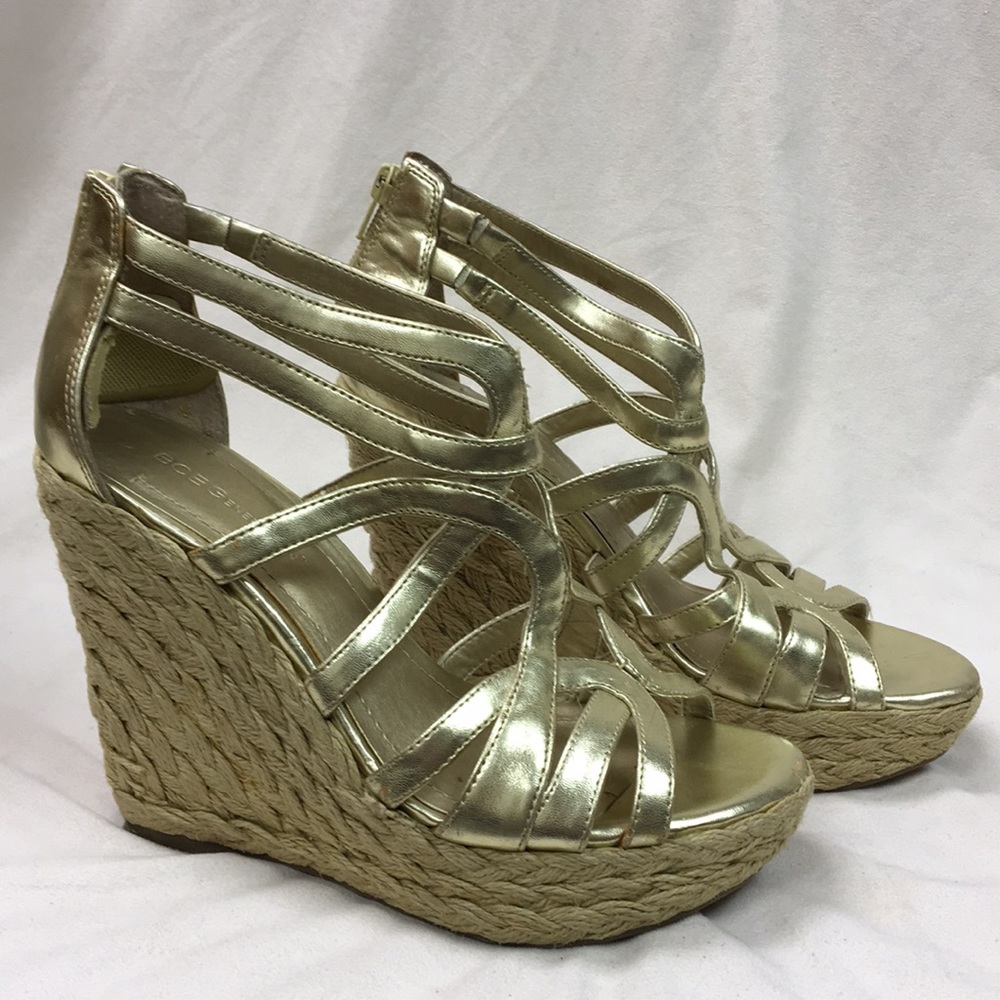 BCBGeneration Gold Wedge Sandals